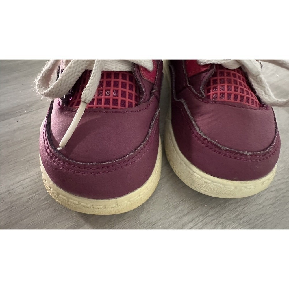 Kids Jordan 4 Retro Burgundy White Toddler Sneakers Shoes Size 7c - Picture 8 of 8